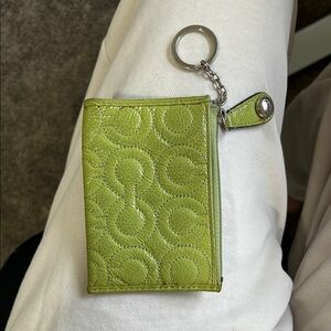 Coach Green Quilted Key & Card Holder